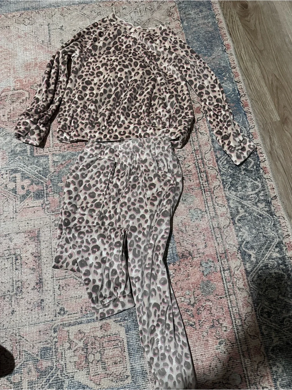 Cat & Jack Pink and Brown Leopard Kids Matching Jogger Set